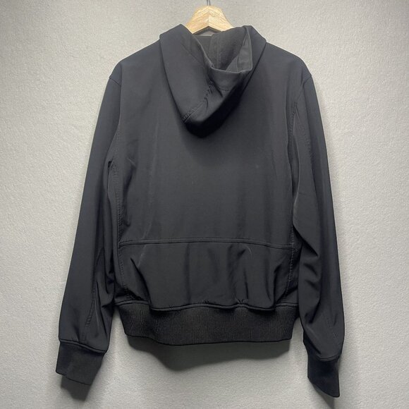 Members Only Black Hooded Jacket Mens Size L Zip Front & Pockets - Picture 6 of 7